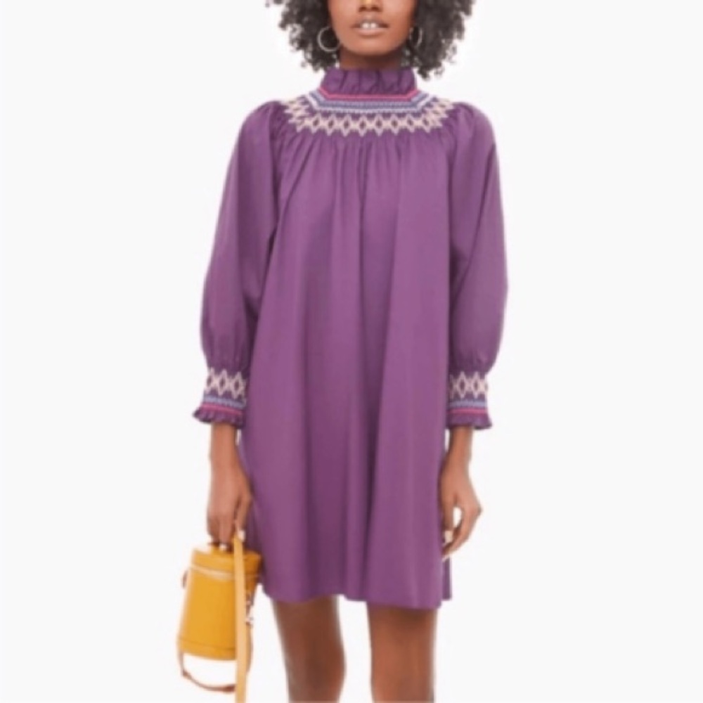 Pomander Place Purple Long Sleeve Mock Neck Dress